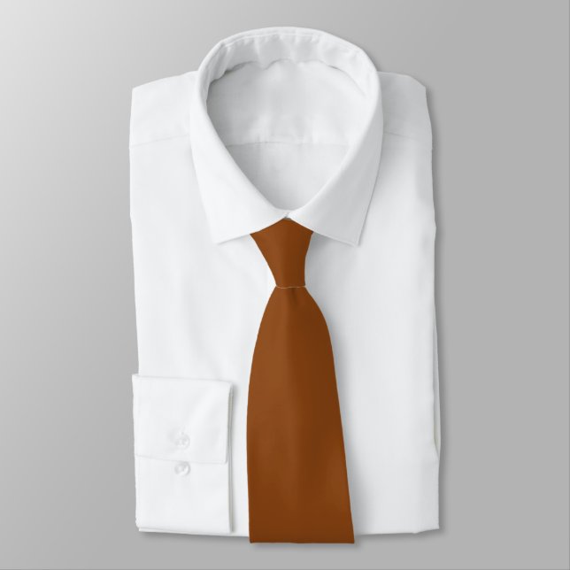 Saddle Brown 8B4513 Solid Colour Design Tie (Tied)