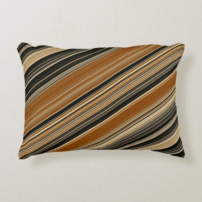Saddle Brown and Black Striped Pattern Decorative Pillow (Front)