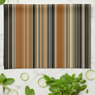Saddle Brown and Black Striped Pattern Kitchen Towel