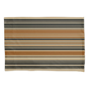Saddle Brown and Black Striped Pattern Pillowcase
