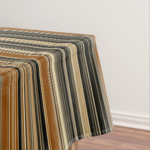Saddle Brown and Black Striped Pattern Tablecloth
