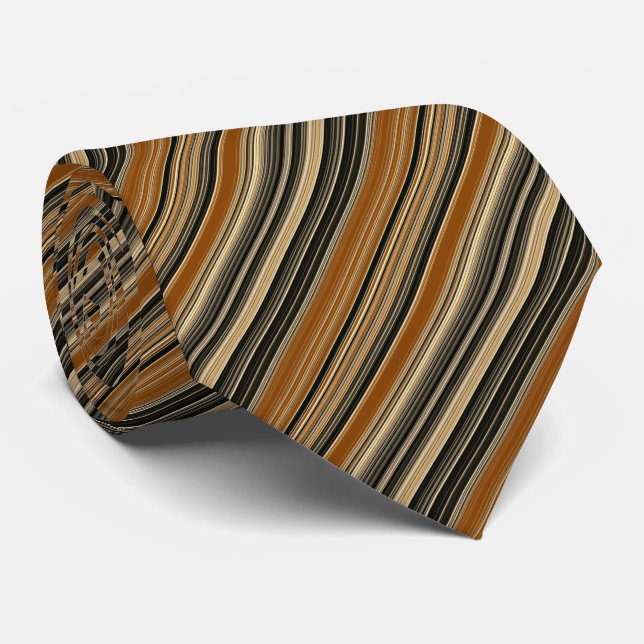 Saddle Brown and Black Striped Pattern Tie (Rolled)