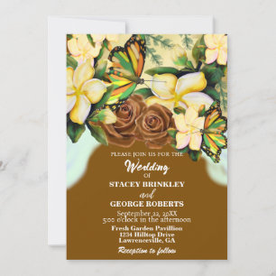 Saddle Brown Boho-Wildflower Floral Wedding Invitation