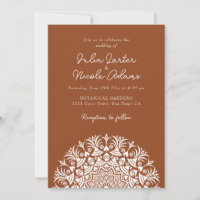 Saddle Brown Burnt Copper Abstract Mandala Wedding