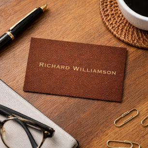 Saddle Brown Leather Texture Minimalist  Business Card