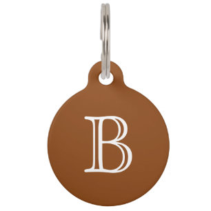 Saddle Brown Monogram Initial Name Pet Tag