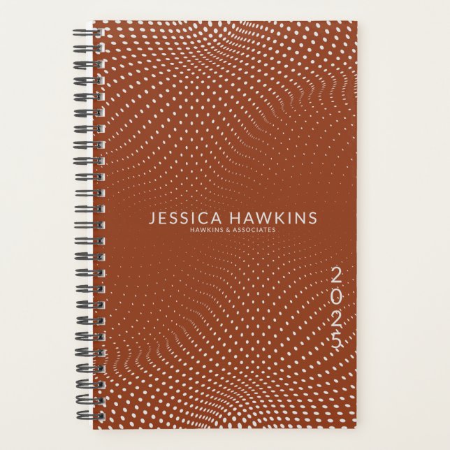 Saddle Brown Pop Dots Year Weekly Planner (Front)