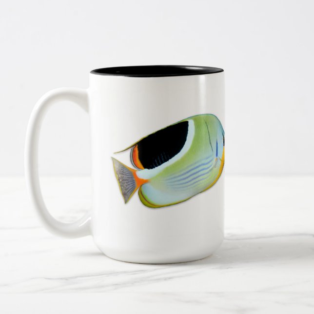 Saddle Butterflyfish mug, Chaetodon ephippium Two-Tone Coffee Mug (Left)