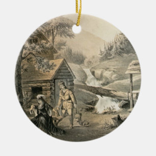 'Saddle Mending', Poster for 'Davy Crockett' starr Ceramic Ornament