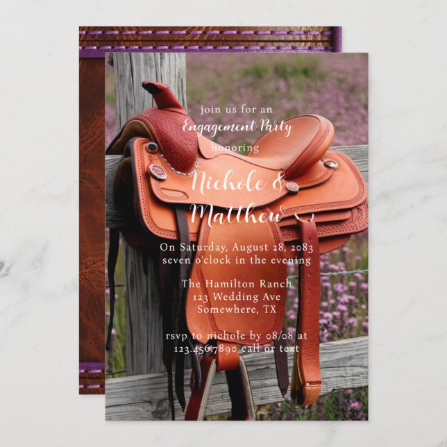 Saddle on the Fence Engagement Party Invitation (Front/Back)