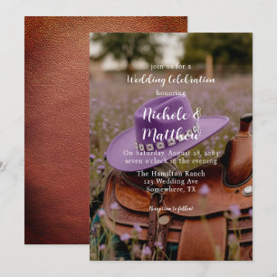 Saddle on the Fence with Hat Wedding Celebration  Invitation