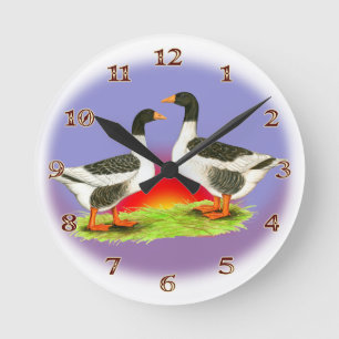 Saddle Pomeranian Geese Clock