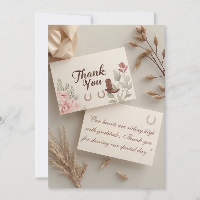 Saddle & Sparkle Western Mariage Carte de remercie (Devant)