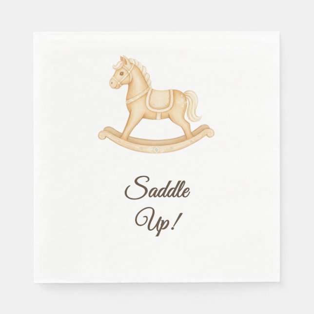 "Saddle Up" Boho Western Baby Shower Napkin (Front)