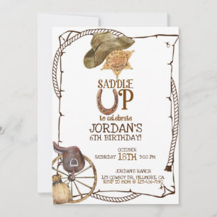 SADDLE UP, COWBOY PARTY, BOY BIRTHDAY,WESTERN ANNOUNCEMENT