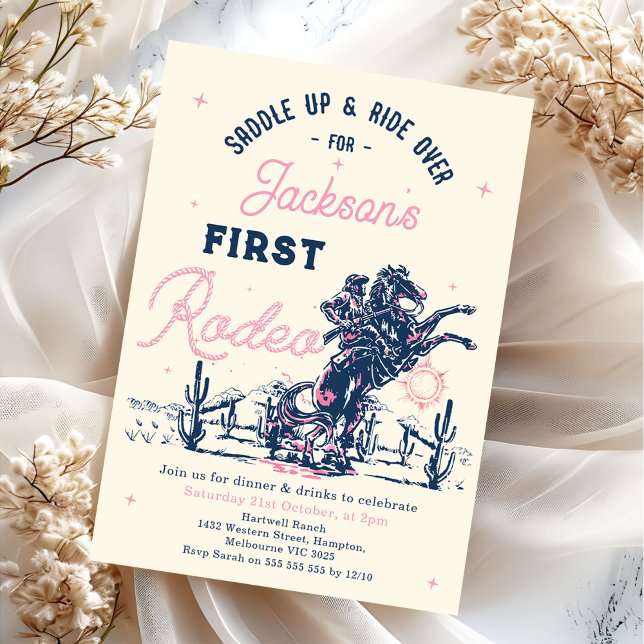 Saddle up First Rodeo Cowboy Birthday Party Invitation (Creator Uploaded)