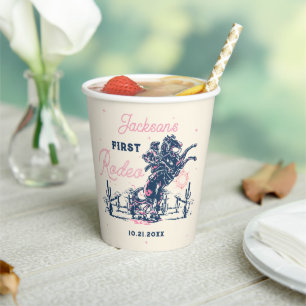 Saddle up First Rodeo Cowboy Birthday Party Paper Cups