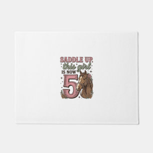 Saddle Up Girl 5th Birthday Horse Cowgirl Shirt Doormat