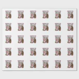 Saddle Up Girl 5th Birthday Horse Cowgirl Shirt Wrapping Paper