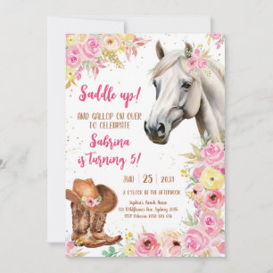 Saddle Up Horse Cowgirl Birthday Invitation