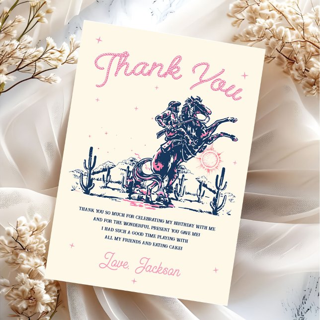 Saddle up Rodeo Cowboy Birthday  Thank You Card (Creator Uploaded)