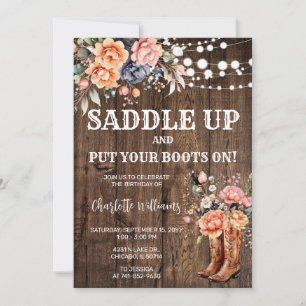 Saddle Up Rustic Western Birthday Party Invitation
