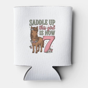 Saddle Up This Girl Is Now 7 Horse Birthday Shirt Can Cooler
