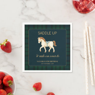 Saddle Up Vintage Preppy Horse Birthday Napkin