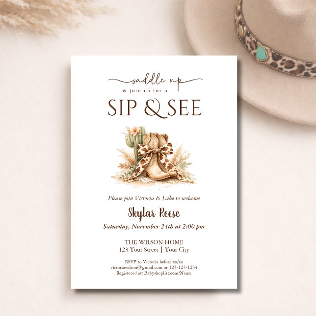 Saddle Up Western Country Chic Sip And See  Invitation (Creator Uploaded)