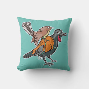 Saddleback and fantail throw pillow