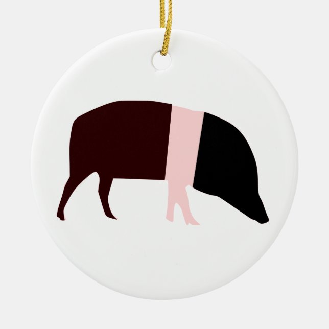 Saddleback Pig Custom Birthday Ceramic Ornament (Front)