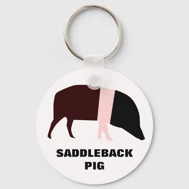 Saddleback Pig Customizable Keychain (Front)