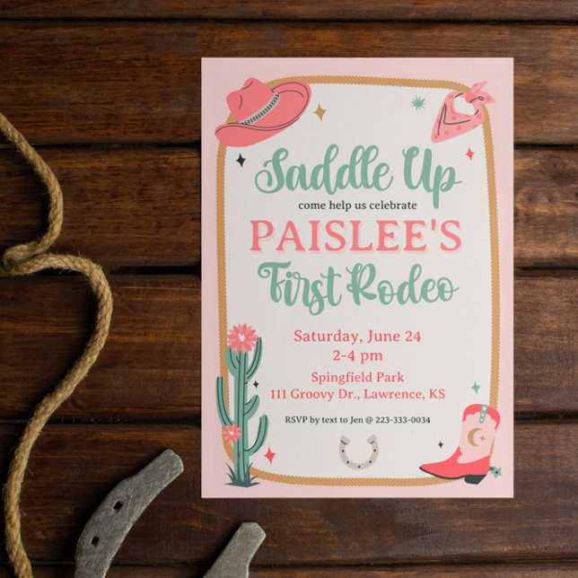 Saddup Girly Cowboy Invitation d'anniversaire (Créateur téléchargé)
