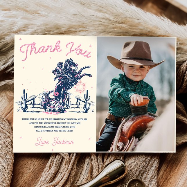 Saddup Rodeo Cowboy Carte de remerciements d'anniv (Créateur téléchargé)