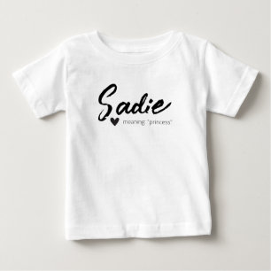 Sadie Name Meaning Minimal Modern Text Calligraphy Baby T-Shirt