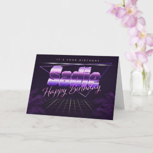 Sadie Prénom lila retro Carte Anniversaire
