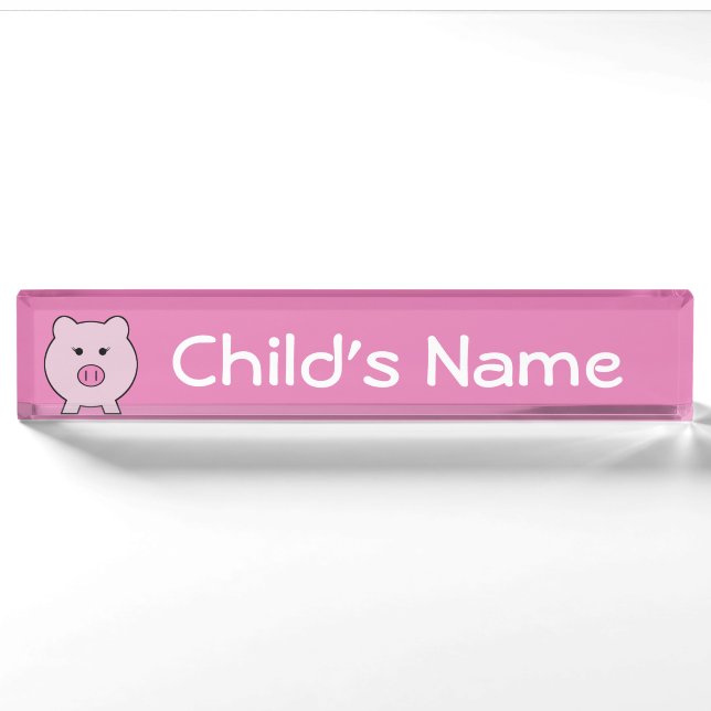 Sadie the Pink Pig ~ Cute Girly Kawaii Nameplate (Front)