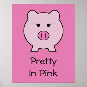 Sadie the Pink Pig ~ Cute Girly Kawaii Poster