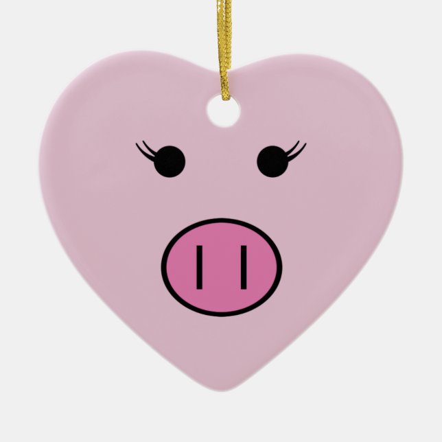 Sadie The Pink Pig ~ Cute Kawaii Ceramic Ornament (Front)