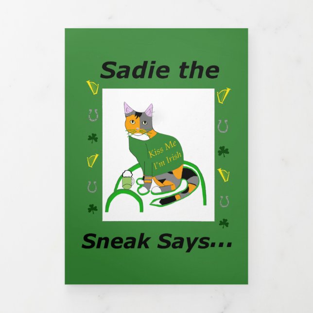 Sadie the Sneak Trifold St. Patrick’s Day Card (Cover)