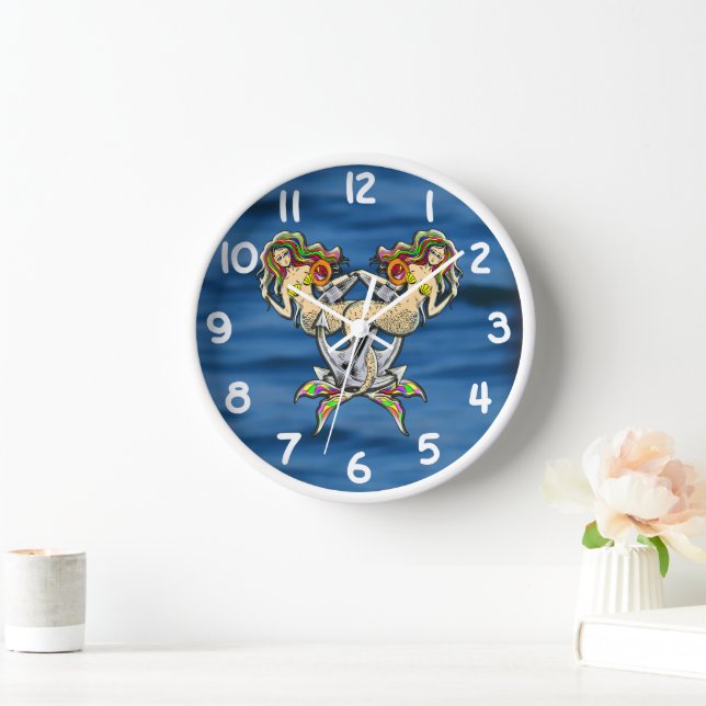 Sadly mermaids at anchor clock (Home)