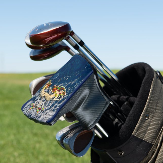 Sadly mermaids at anchor golf head cover (In Situ)