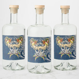 Sadly mermaids at anchor liquor bottle label