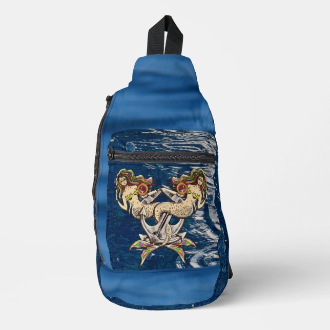 Sadly mermaids at anchor sling bag (Front)