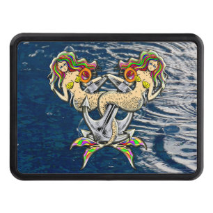 Sadly mermaids at anchor trailer hitch cover