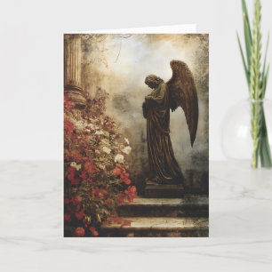 Sadness Angel Flowers Holiday Card