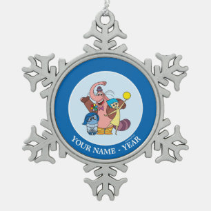Sadness, Bing Bong and Joy Add Your Name Snowflake Pewter Christmas Ornament