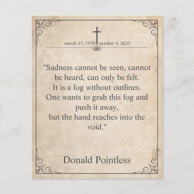 Sadness cannot be seen - Funeral Vintage Card (Front)