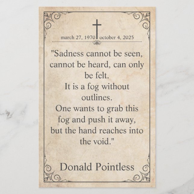 Sadness cannot be seen - Funeral Vintage Card (Front)