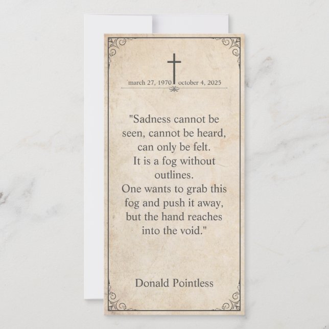 Sadness cannot be seen - Funeral Vintage Card (Front)